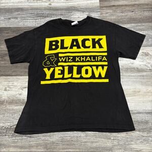 Vintage 2000s Wiz Khalifa Black & Yellow Hanes Mens‎ M Concert Rap Music T-Shirt